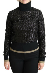 Dolce & Gabbana Black Sequined Knitted Turtle Neck Sweater -   -  Dolce & Gabbana.